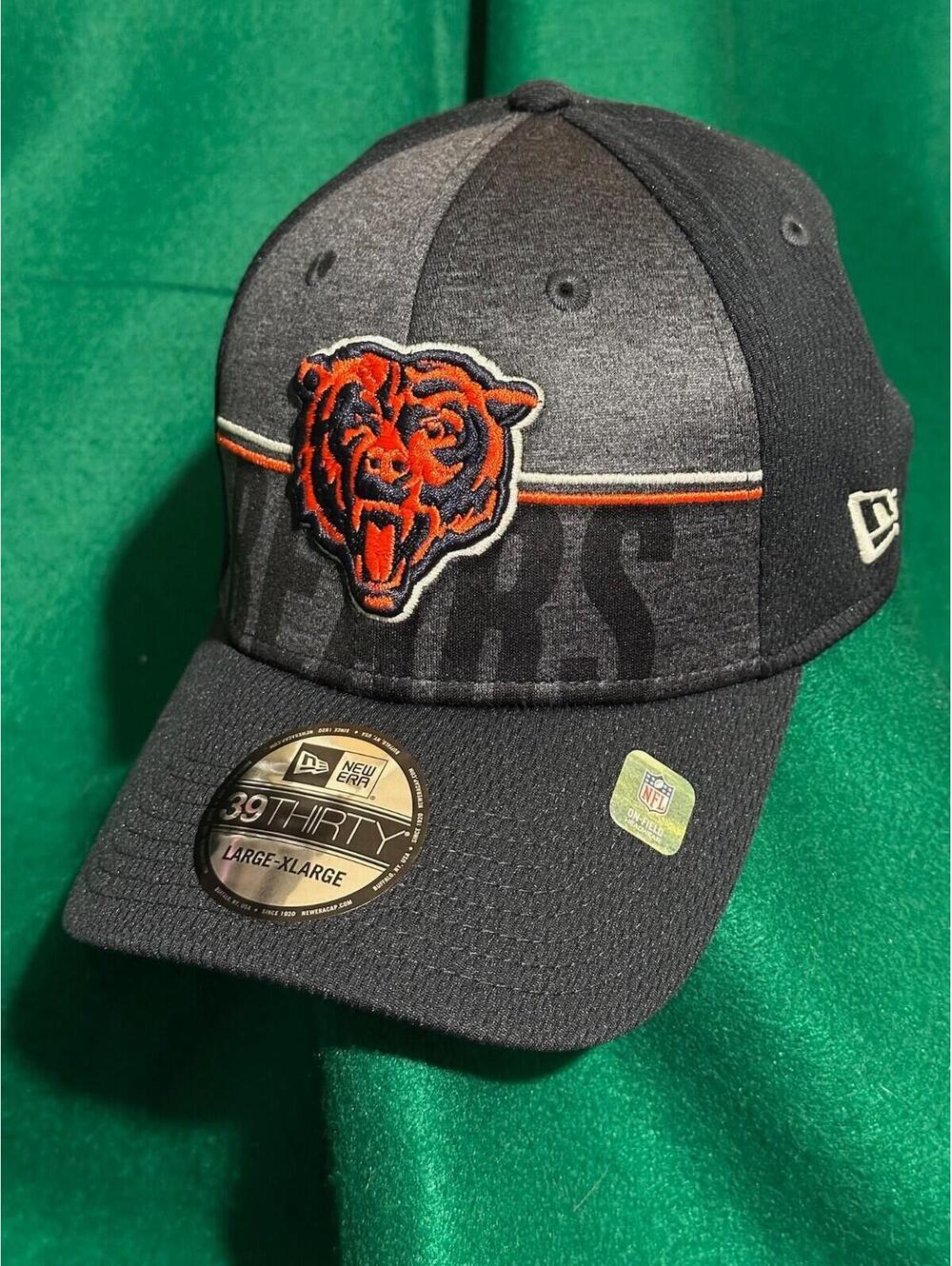 Chicago Bears Team Logo Horizon Line New Era 39THIRTY Navy Heather Flex-Fit L/XL